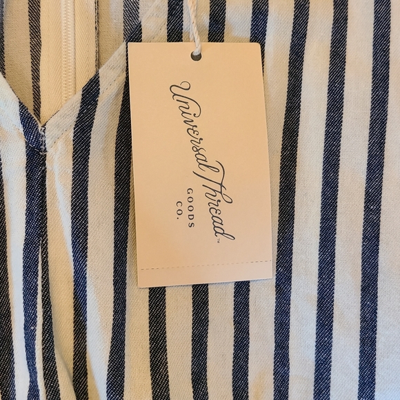 NEW Universal Thread Cotton Navy Blue White Stipe Sleeveless Jumpsuit-XL - Picture 6 of 6